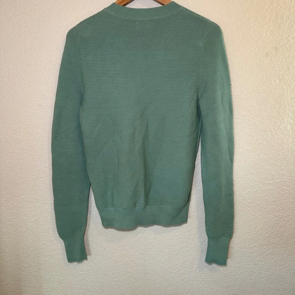 J. Crew Mens Small Sweater Crewneck Pastel Green Cotton Ribbed‎ Casual Spring
